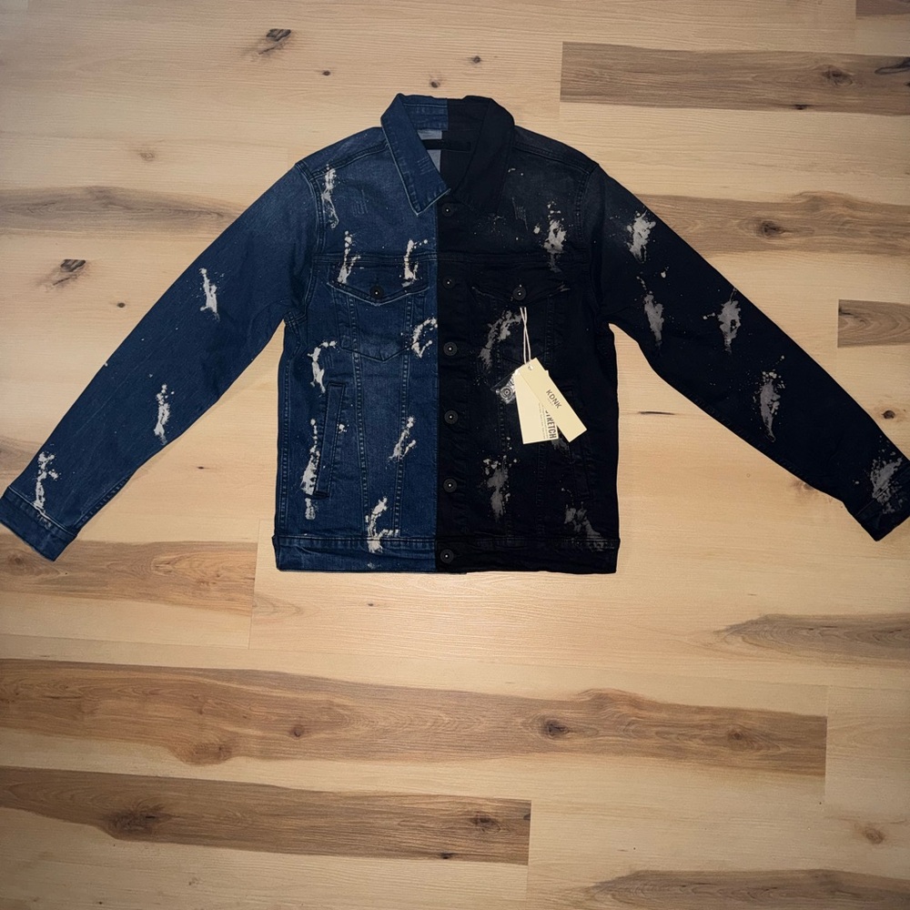Two-Tone Distressed Denim KDNK Jacket